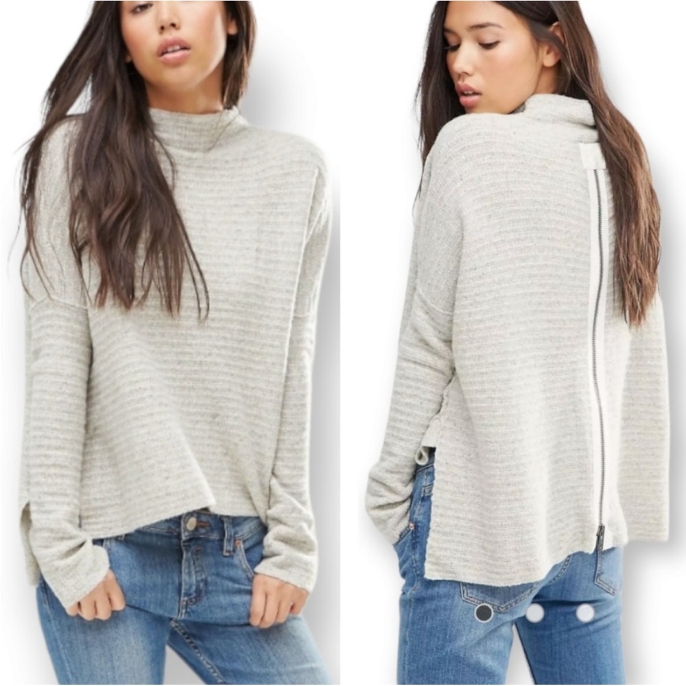 Free People Cream Cowl Neck Sweater